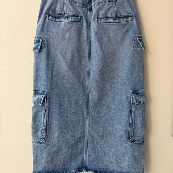 Pilcro Cargo Denim Midi Skirt, Front Slit, size 10, Stretch - Picture 8 of 10